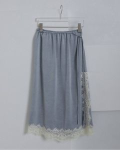 サテンレーススカート (アイスブルー) Satin Lace Skirt (Iceblue) / 26AW 【6月29日まで期間限定予約】