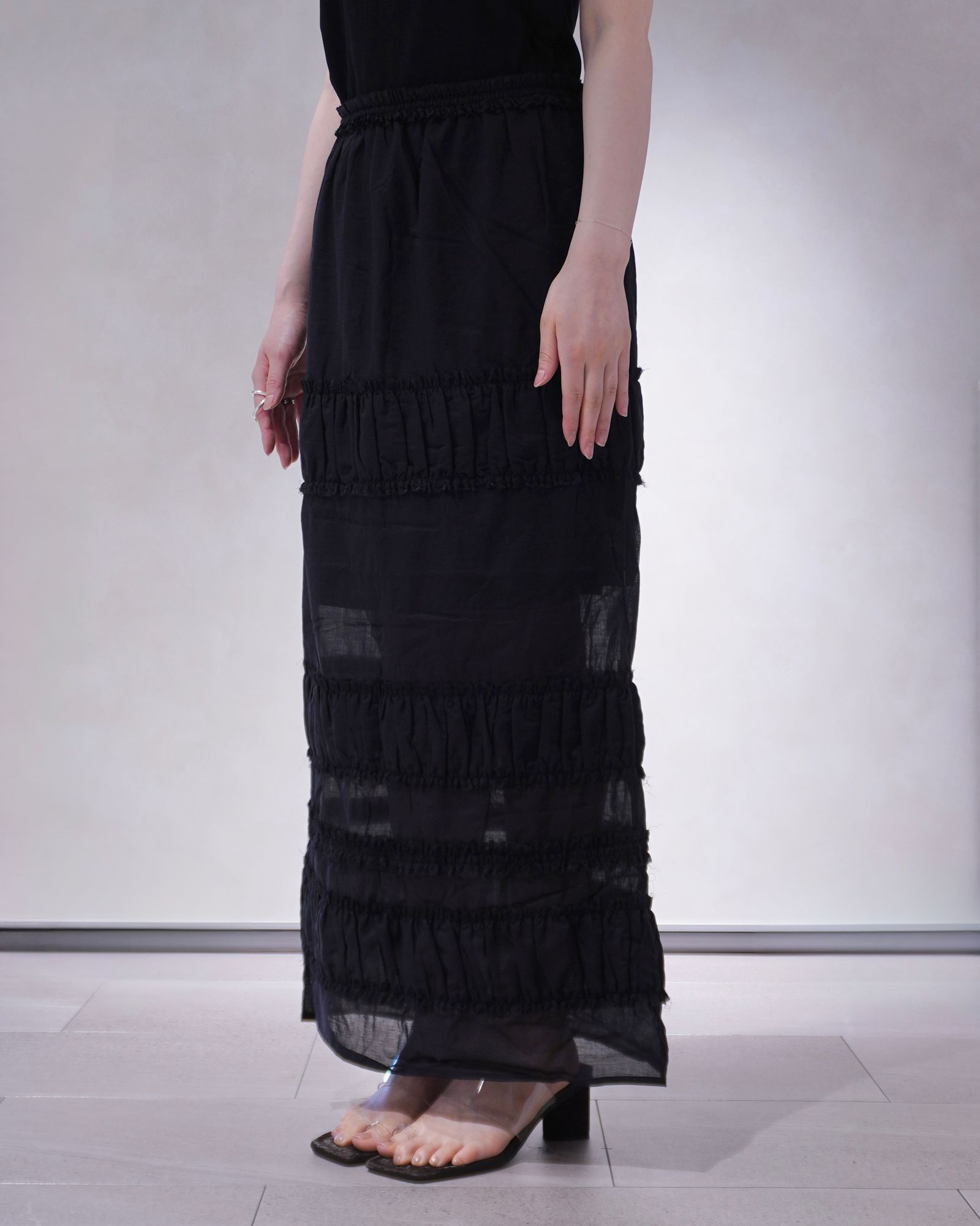 ティアード ペンシルスカート (ブラック) Tiered Pencil Skirt (Black) / 26SS