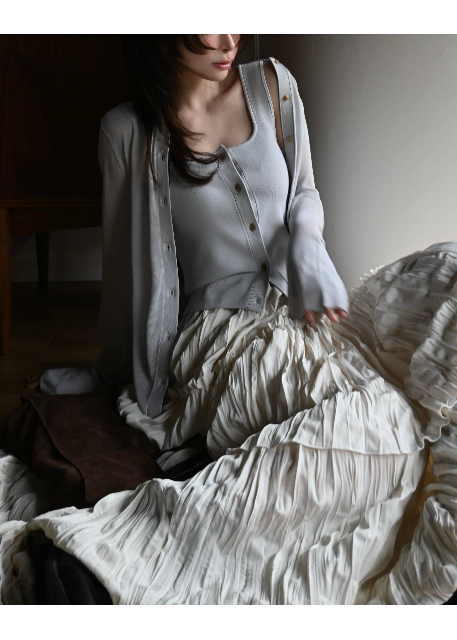 ニットシャツ&タンクトップ (アイスブルー) shirt collar & tank knit ensemble (IceBlue) /  26SS