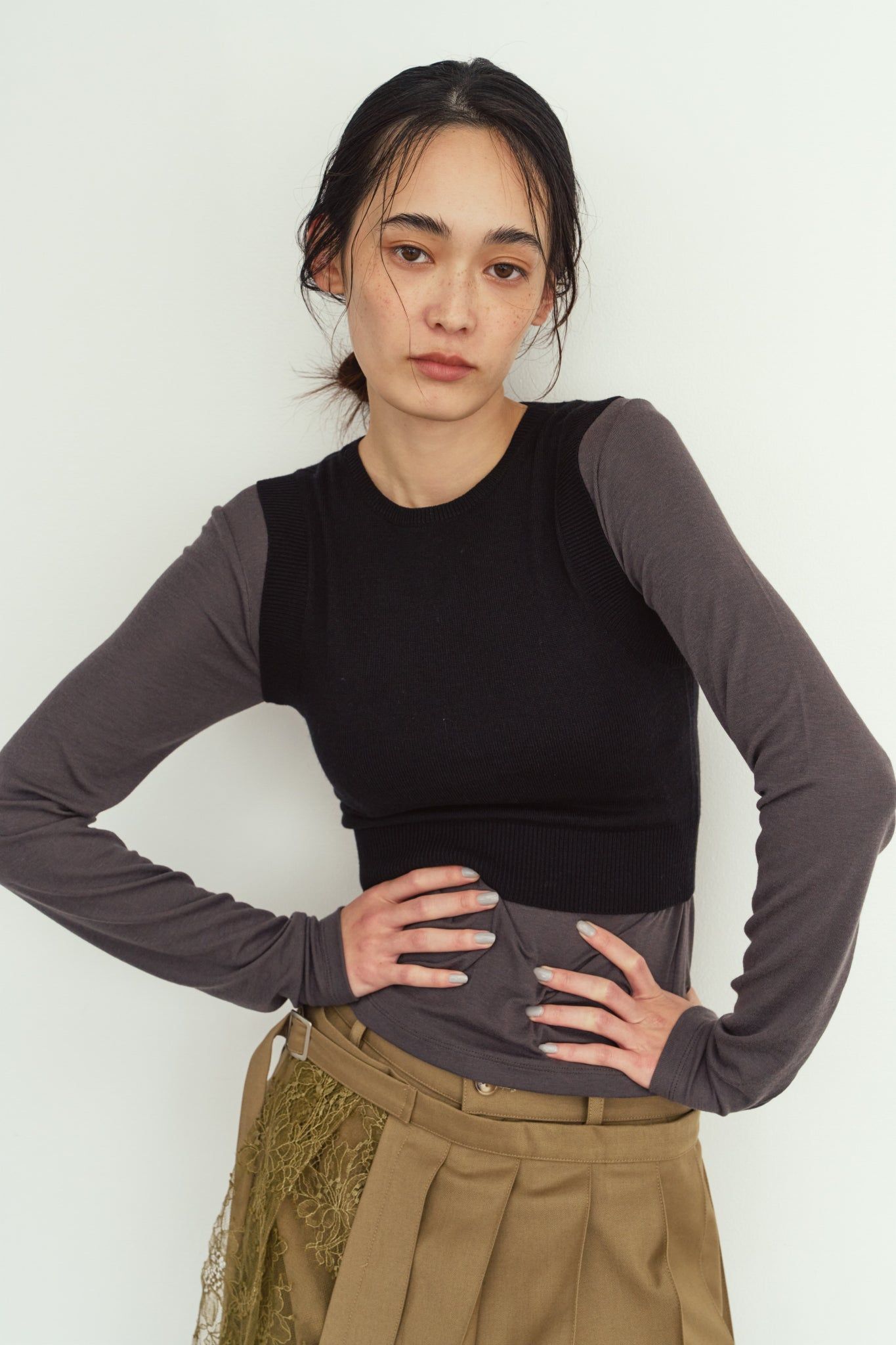 2ピース カーディガン (ブラック) 2-piece cardigan (Black) / 26AW