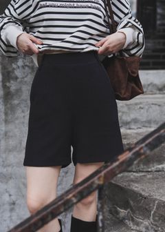 pocket piece name brushed rib S/PT / ブラッシュドリブショートパンツ (ブラック) / 25AW /