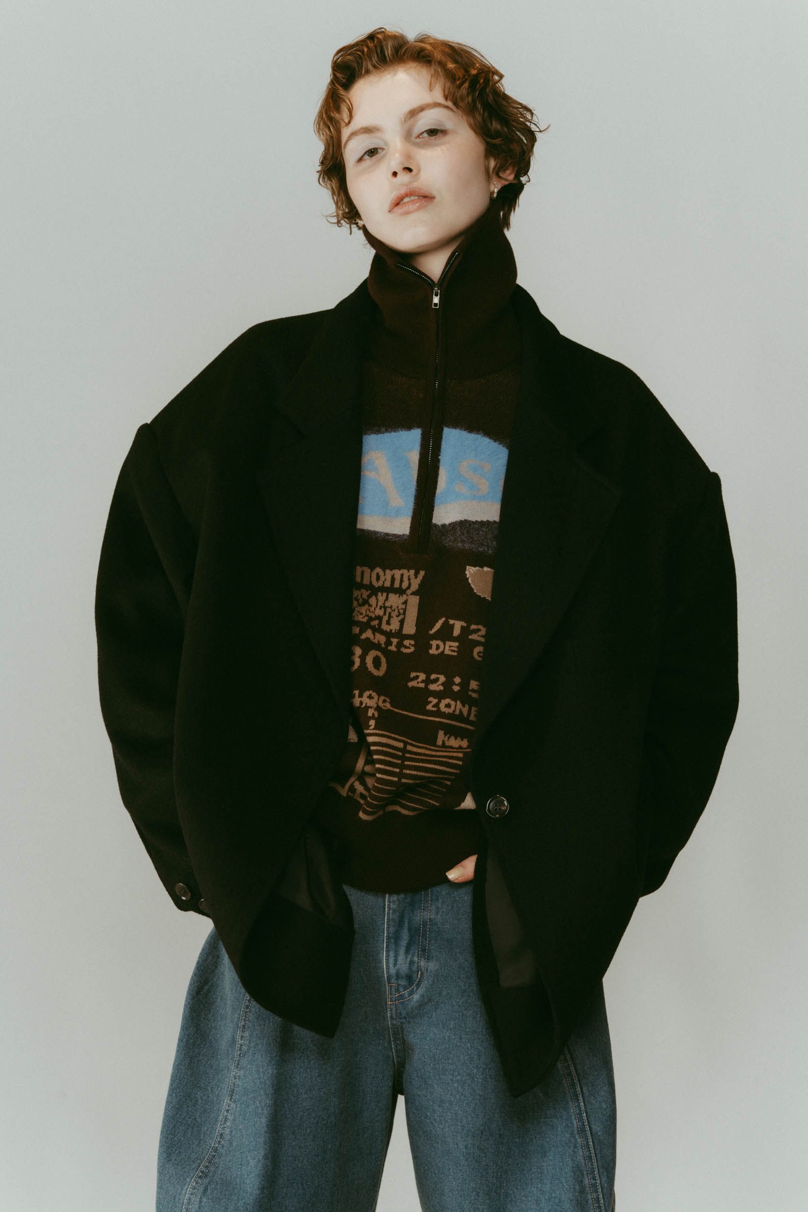 muffler overlay jacket(unisex) / マフラー オーバージャケット (ブラック) / 25AW