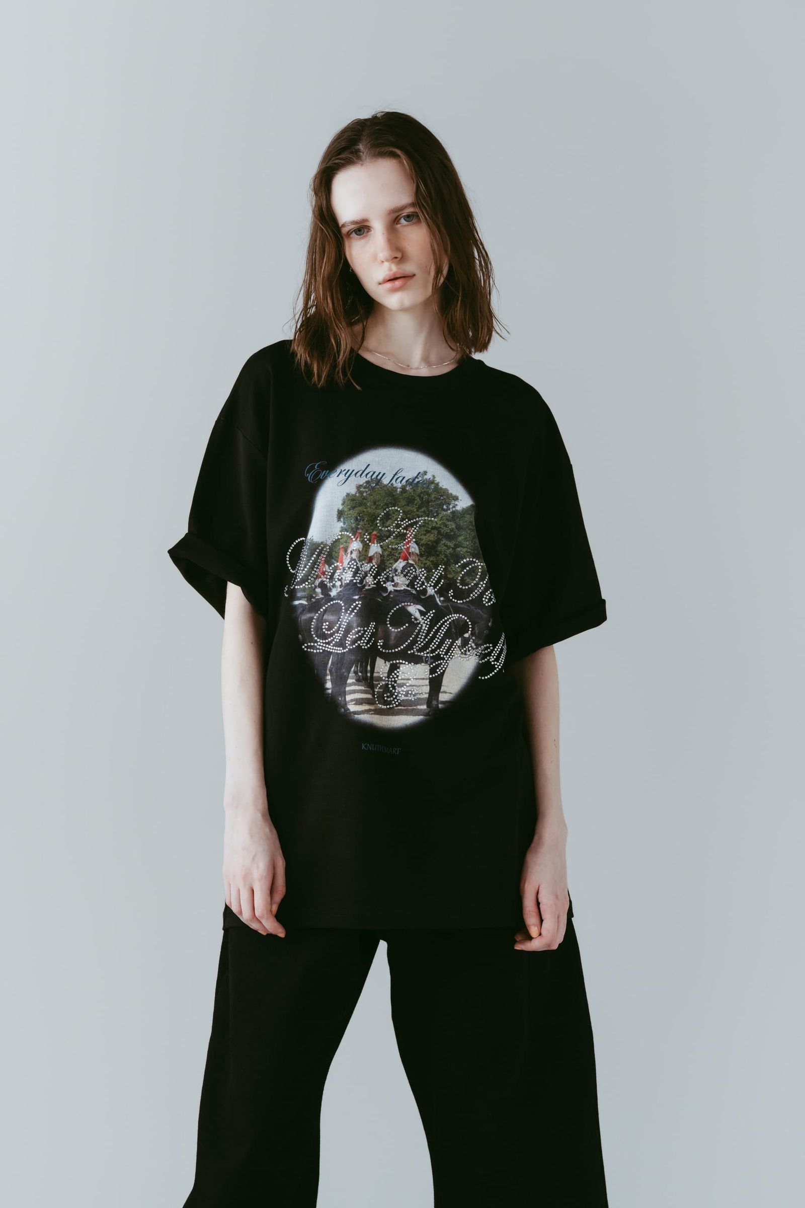 ラインストーングラフィックTシャツ (ブラック) rhinestone graphic tee(unisex) (Black) /  26SS
