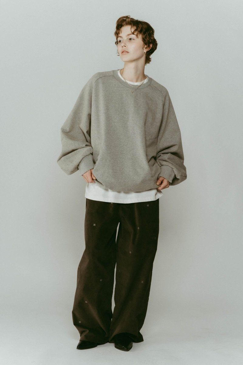 K motif velveteen pants(unisex) / Kモチーフ ベルベットパンツ (グレーカーキ) / 25AW