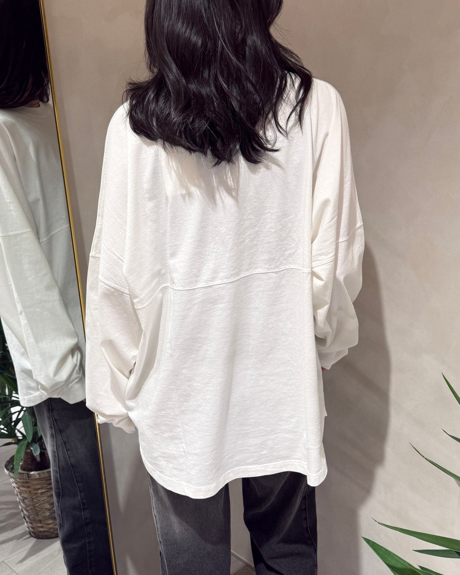 Pattern Big Long T-shirts / パターン ビッグ ロングスリーブTシャツ (ホワイト)