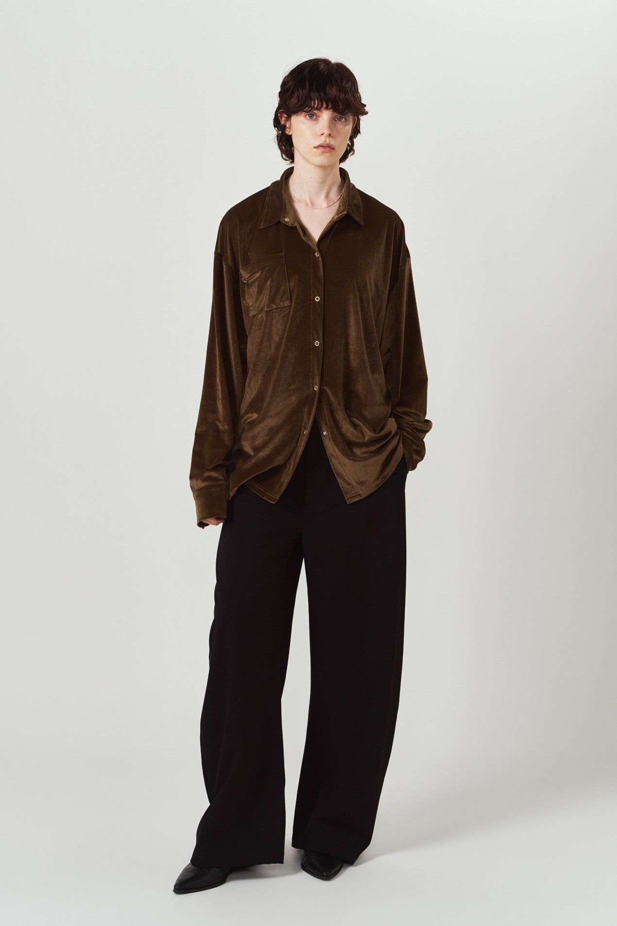 2ウェイ ベロアシャツ (ブラウン) 2way velour shirt (Brown) / 26AW