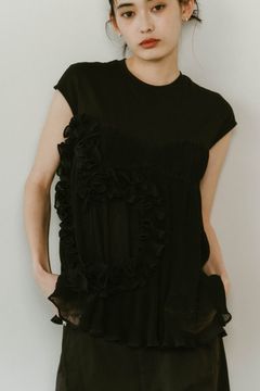 heart motif tulle tops / ハートモチーフ チュールトップス (ブラック) / 25SS