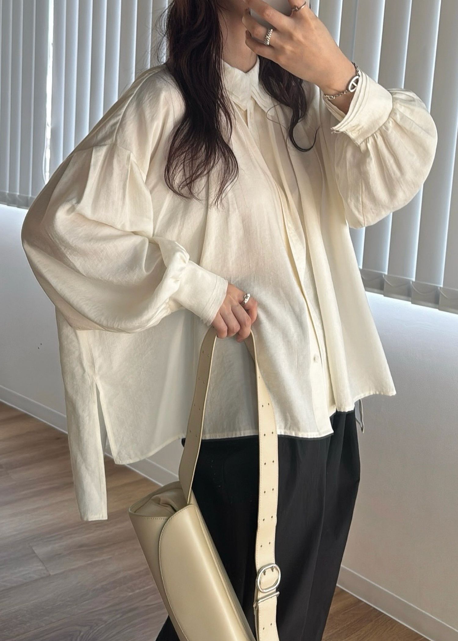 collar & cuffs triple layered over SH (Natural) / トリプルレイヤード オーバーシャツ (ナチュラル) / 26SS