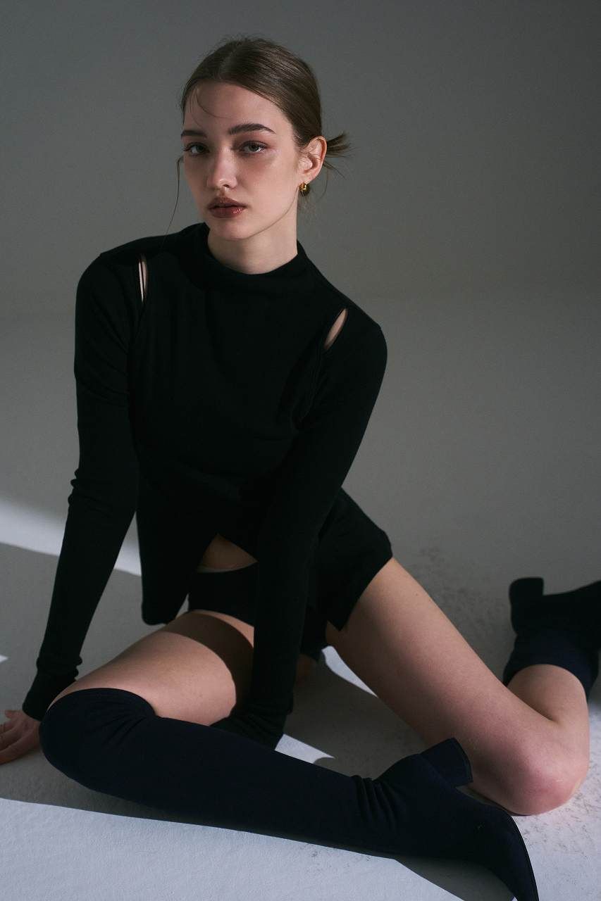 スラッシュリブロンT (ブラック) Slash Ribbed Long-Sleeve T-Shirt (Black) / 26AW