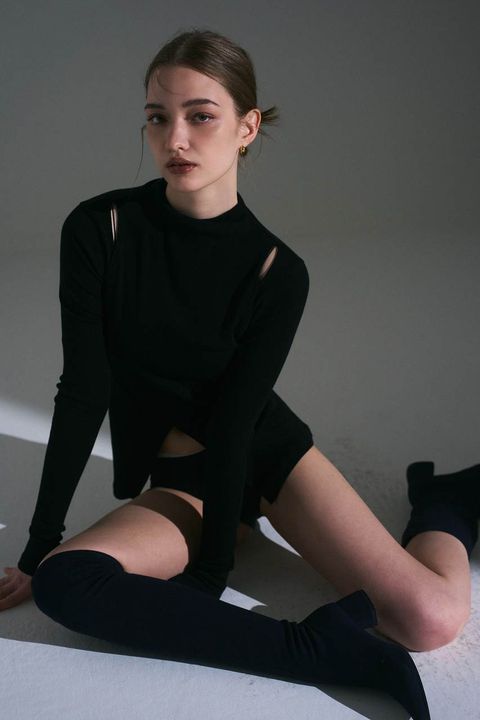 スラッシュリブロンT (ブラック) Slash Ribbed Long-Sleeve T-Shirt (Black) / 26AW