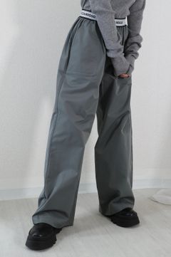 LOGO BELT STRAIGHT PANTS / ロゴベルトストレートパンツ (グレー)