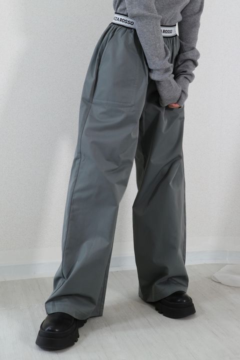 LOGO BELT STRAIGHT PANTS / ロゴベルトストレートパンツ (グレー)