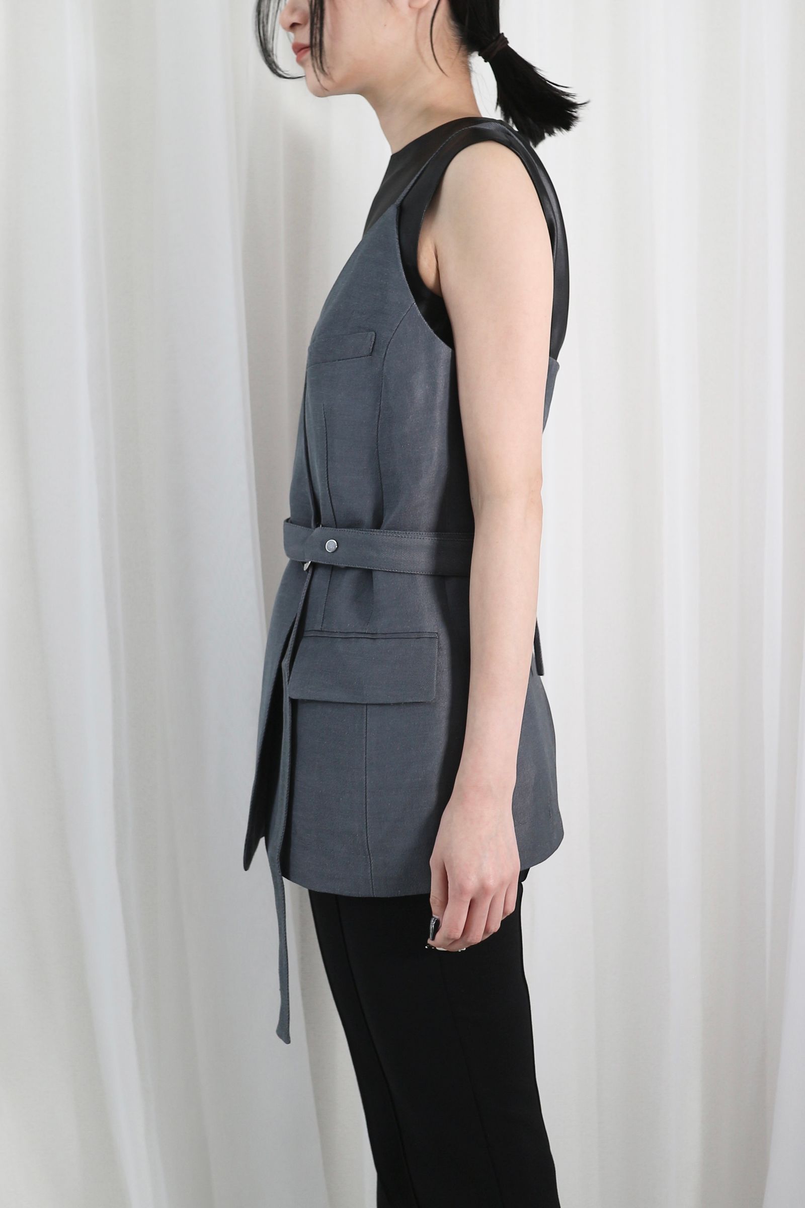 CINOH - LINEN GILET / リネンジレ (グレー) | Sir online store