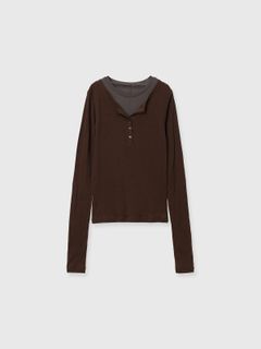【25AW】LAYERED L/S HENLY TEE / レイヤード ロングスリーブ ヘンリーTシャツ (ブラウン)