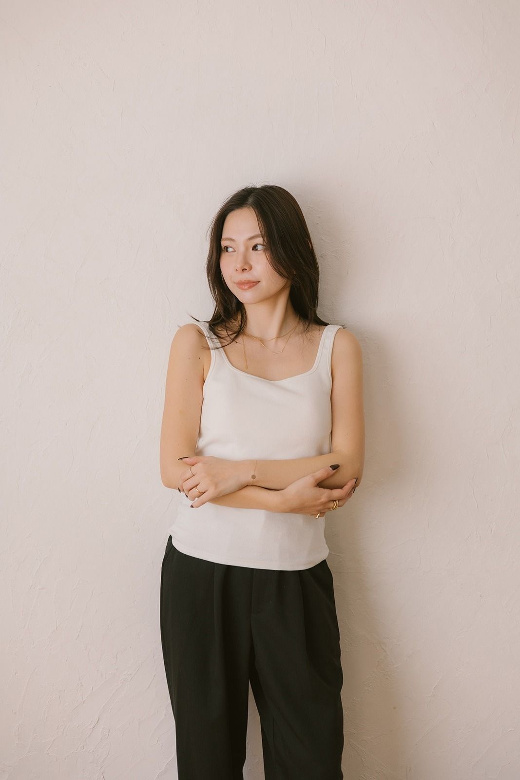スクエアネックカップインタンクトップ (ホワイト) Square Neck Tank Top (White) /  26SS