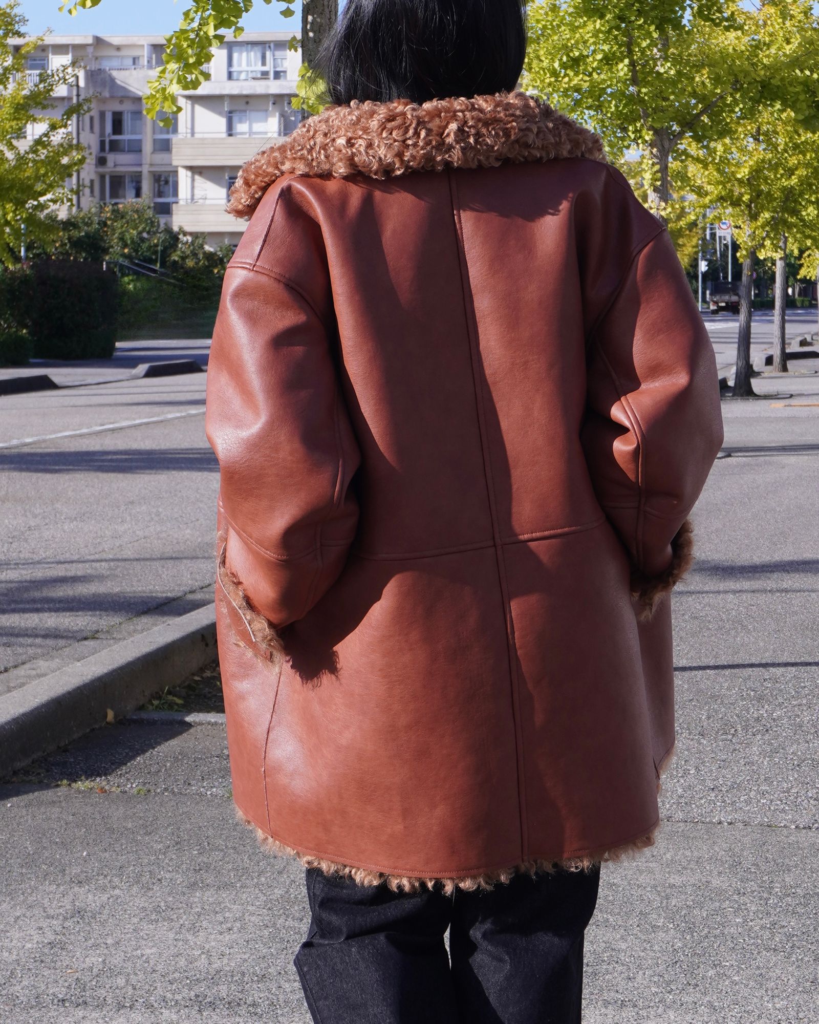【25AW】Vintage Like Fake Mouton Reversible Coat (テラコッタ) / ヴィンテージライクムートン リバーシブルファーコート / エコファー / フェイクファー