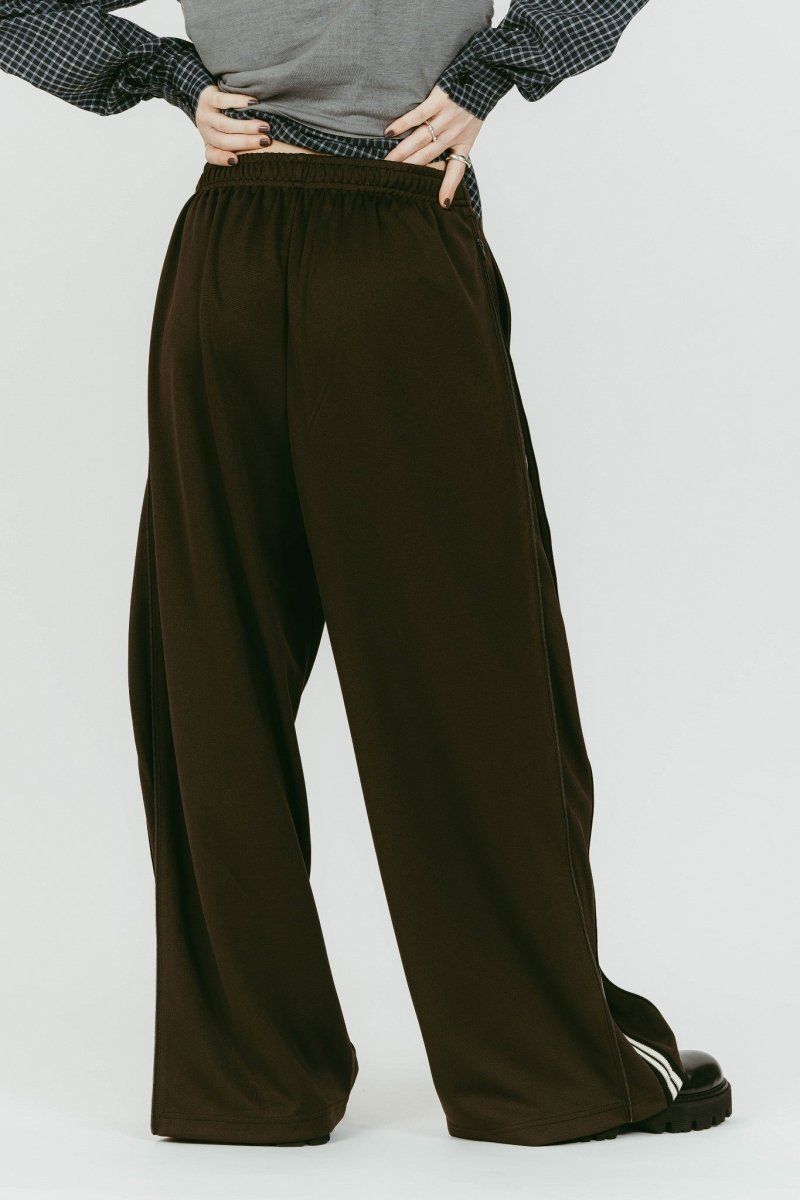 zip-up track pants(unisex) (Brown) / ジップアップ トラックパンツ (ブラウン) / 26SS