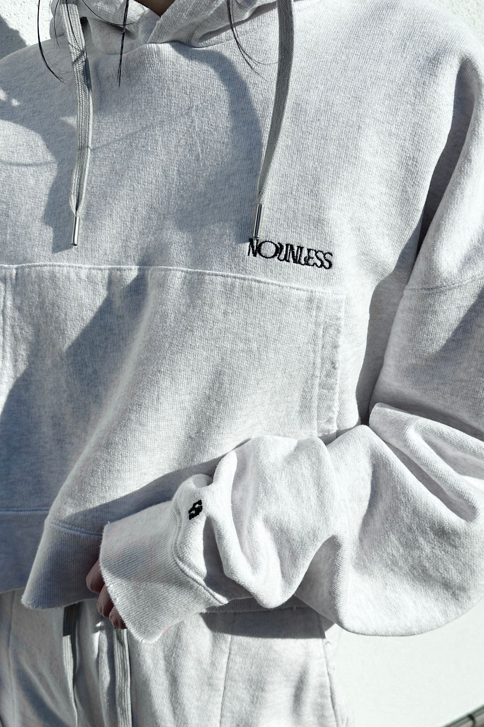 NOUNLESS SHORT HOODIE TOPS (GRAY) / ショートフーディトップス グレー