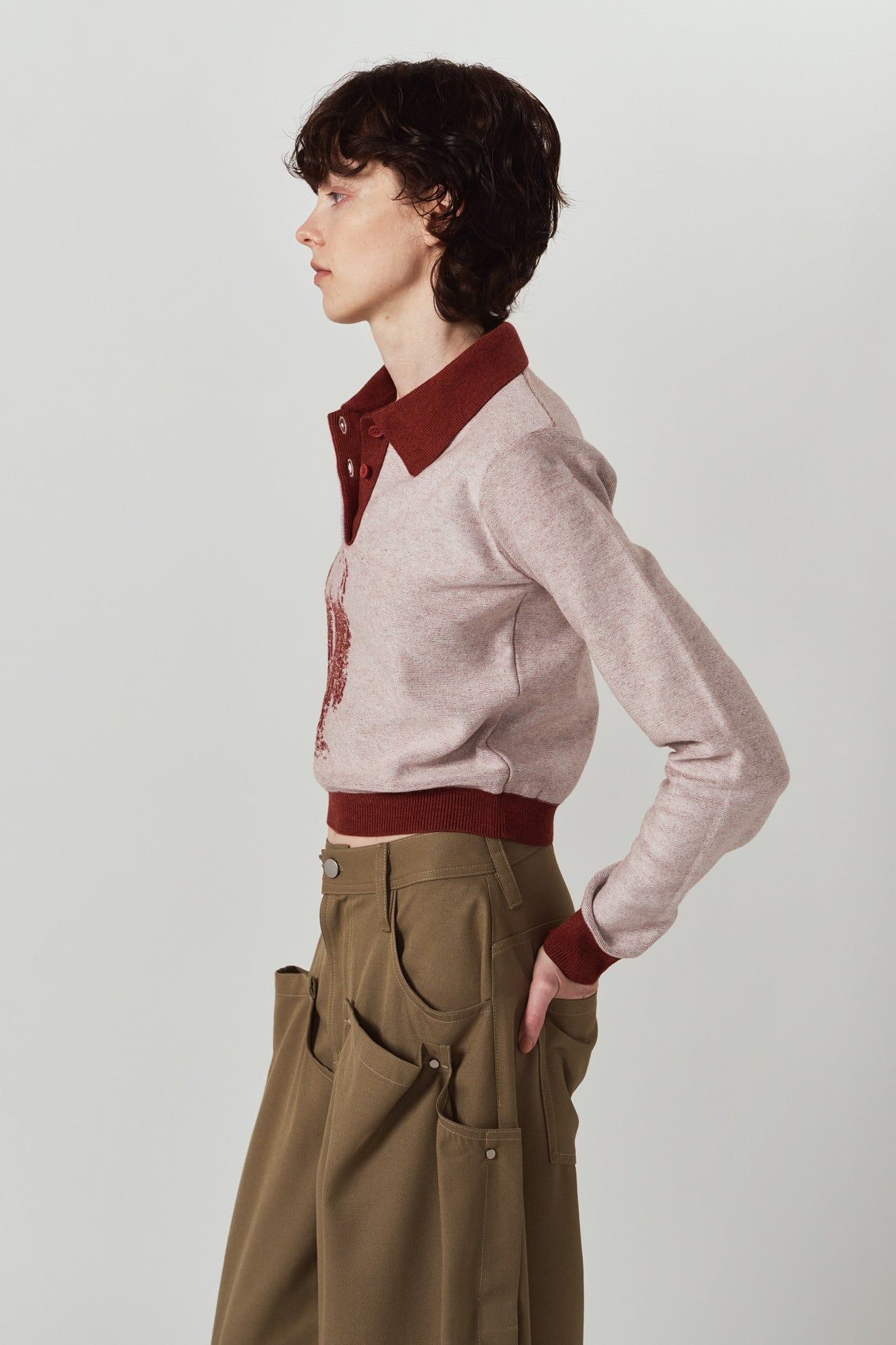 ジャガードポロニット (レッド) jacquard polo knit (Red) / 26AW