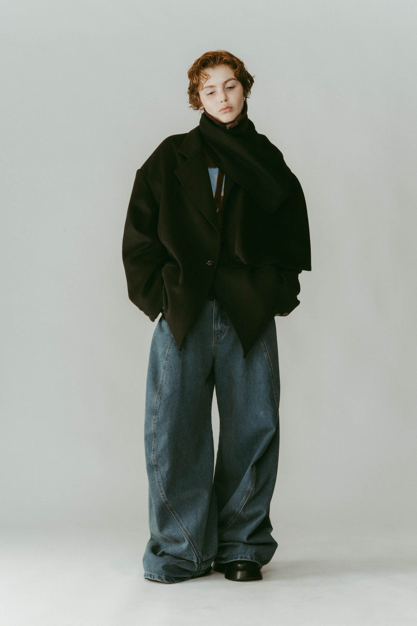 muffler overlay jacket(unisex) / マフラー オーバージャケット (ブラック) / 25AW