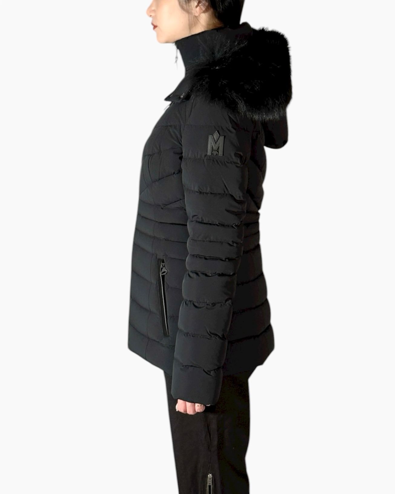 【25AW】PATSY-BX / ファー付きストレッチダウンジャケット (ブラック) / レディース