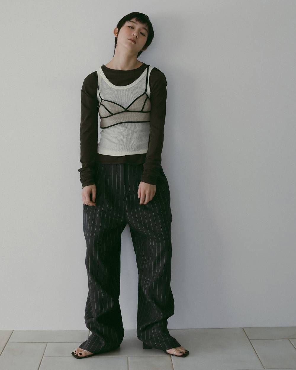 Sheer Long T-Shirts (Brown) / シアーロングスリーブ Tシャツ (ブラウン) / 26SS