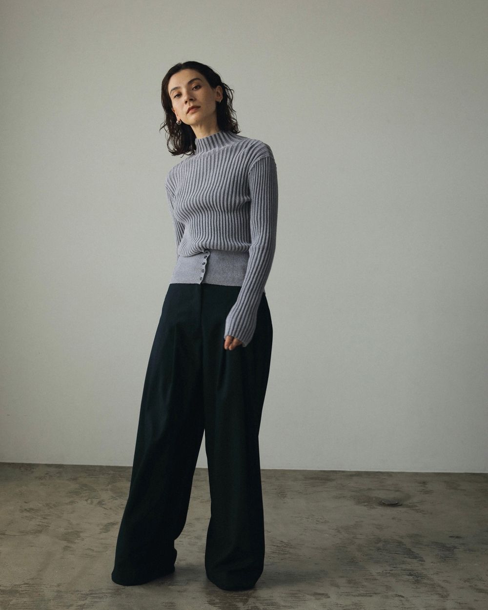 Velour Rib Knit / ベロアリブニット (ライトグレー)
