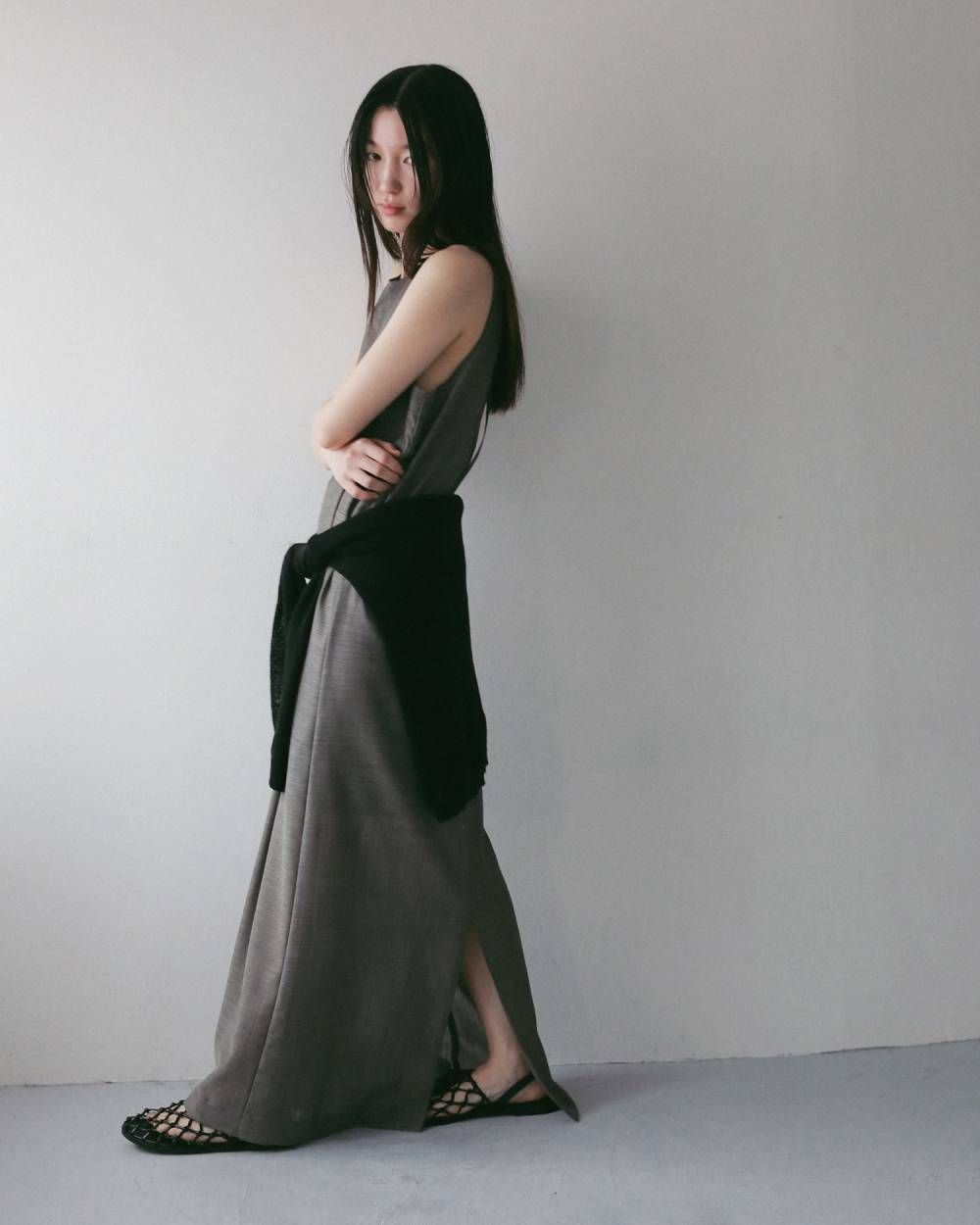 コットンリネン ルーズニット (ブラック) Cottonlinen Loose Knit (Black) / 27SS