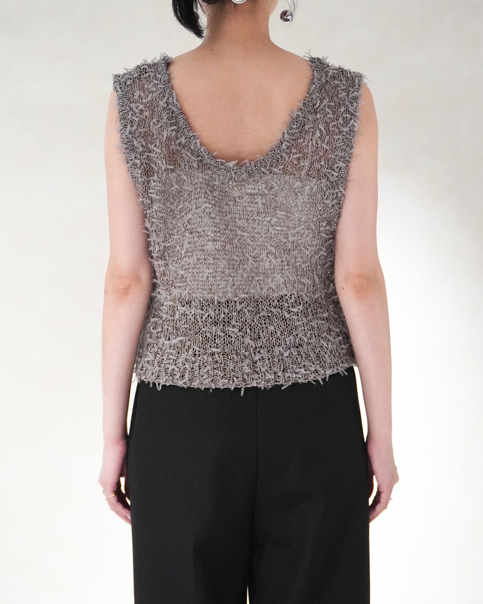 ミックスヤーン ニットベスト (グレー) Mixyarn Knit Vest (Gray) / 26SS