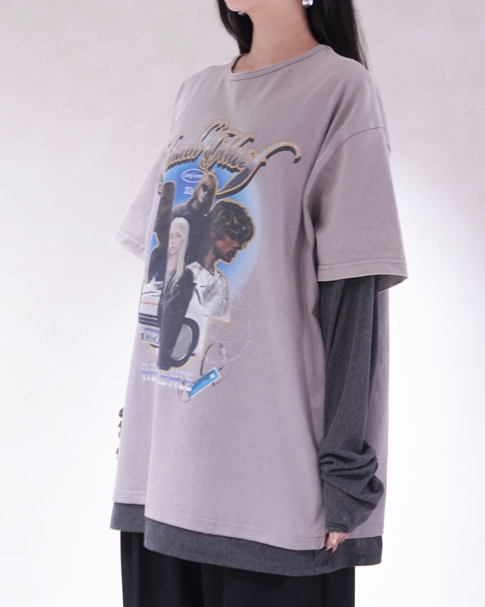 レイヤードTシャツ (グレー) AI future layered t-shirt(unisex) (Gray) /  26SS