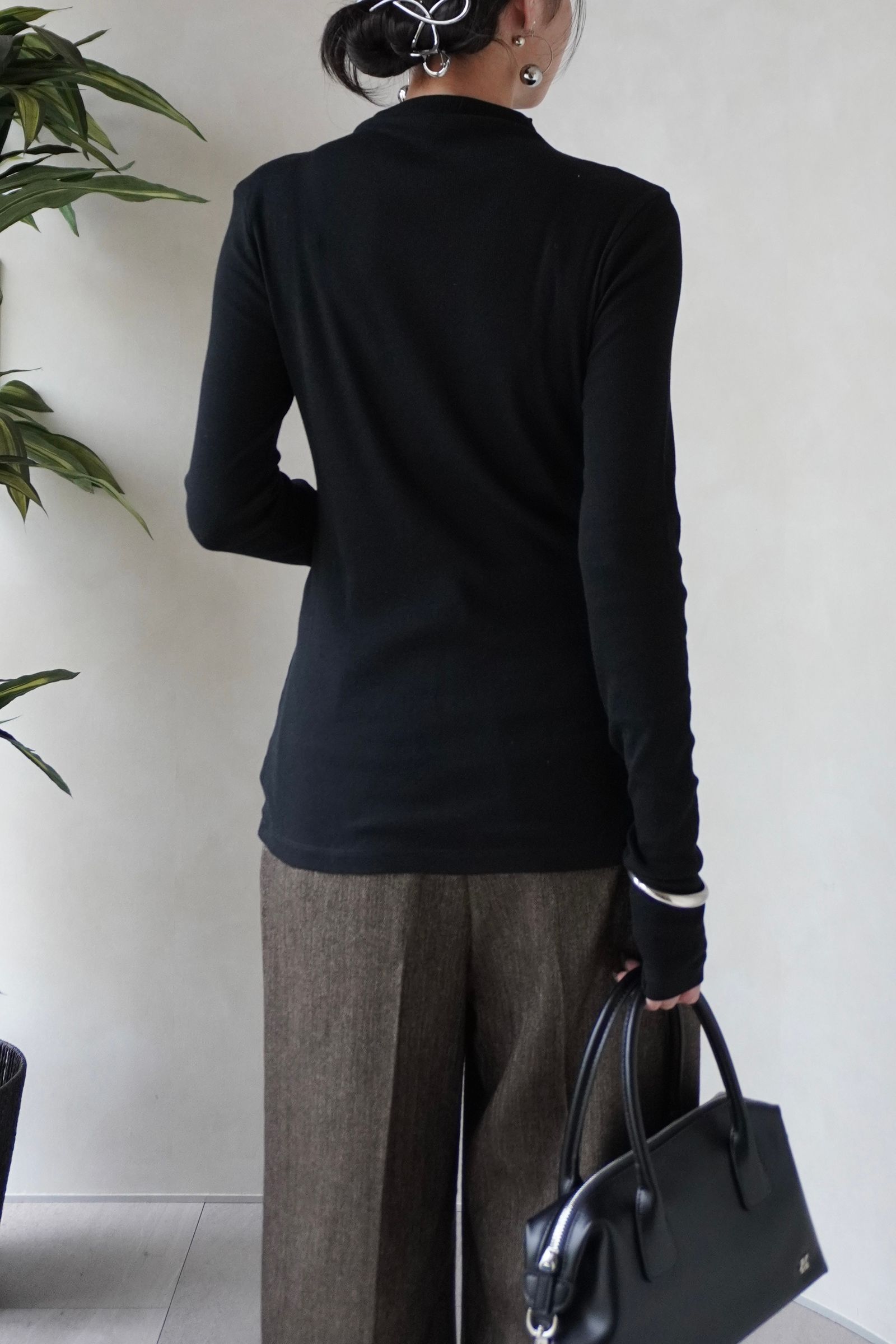 スラッシュリブロンT (ブラック) Slash Ribbed Long-Sleeve T-Shirt (Black) / 26AW