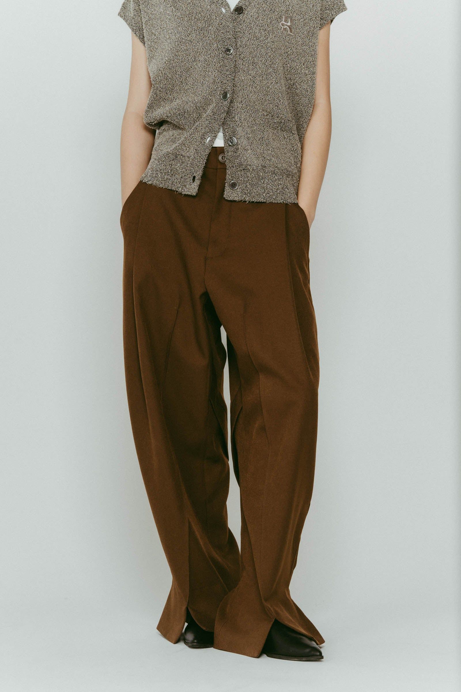 front slit pants(unisex) / フロントスリットパンツ (ブラウン) / 25AW