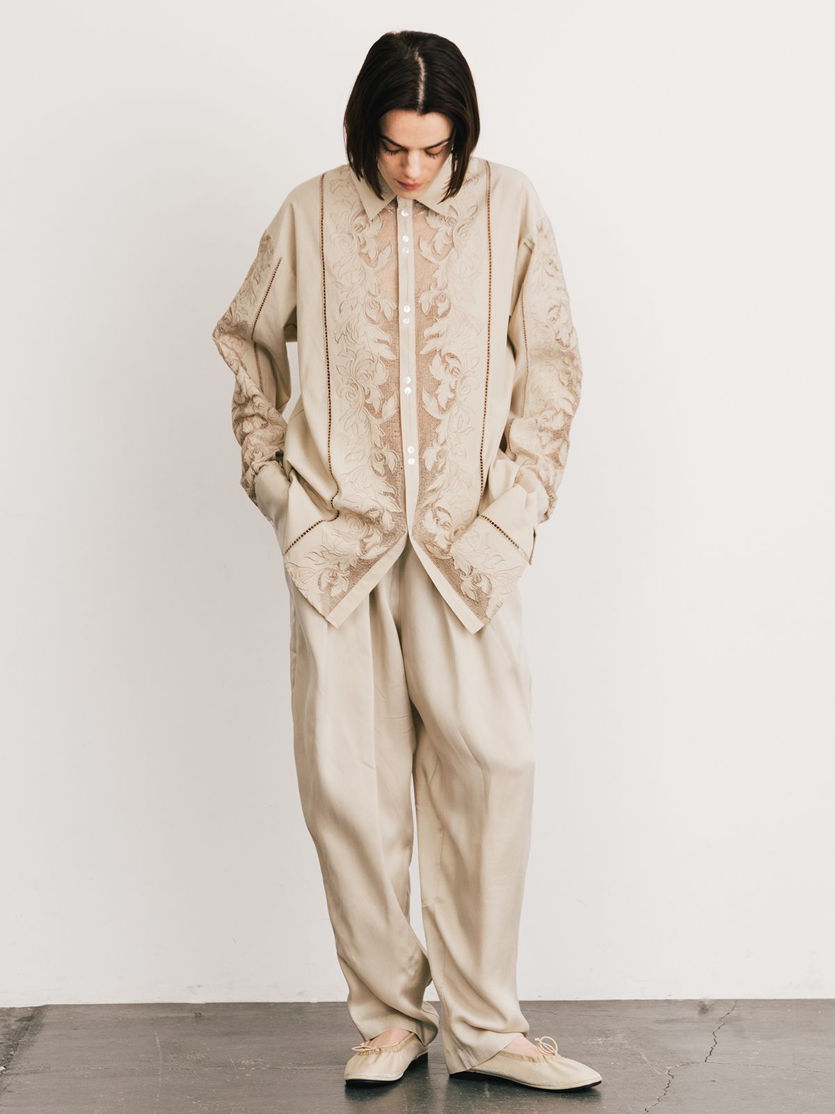 【25SS】CUPRO EASY PANTS / イージーパンツ (ライトベージュ)