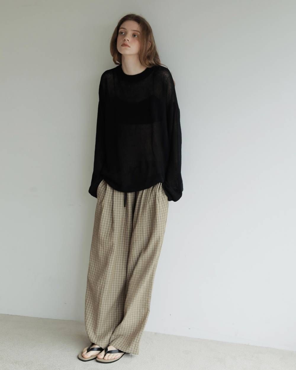 コットンリネン ルーズニット (ブラック) Cottonlinen Loose Knit (Black) / 27SS