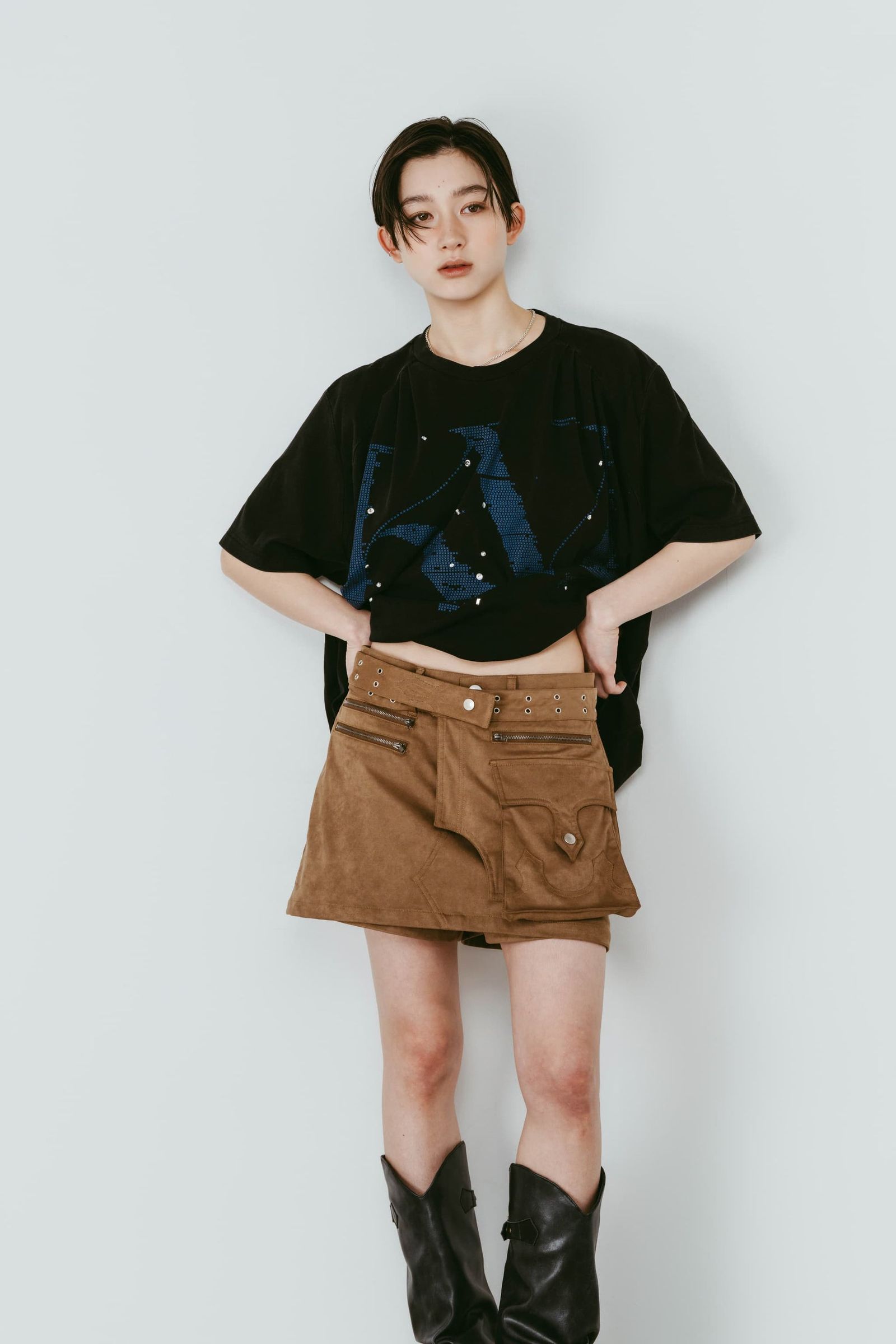レイヤード スエードスコート (ブラウン) layered suede skort (Brown) /  26SS