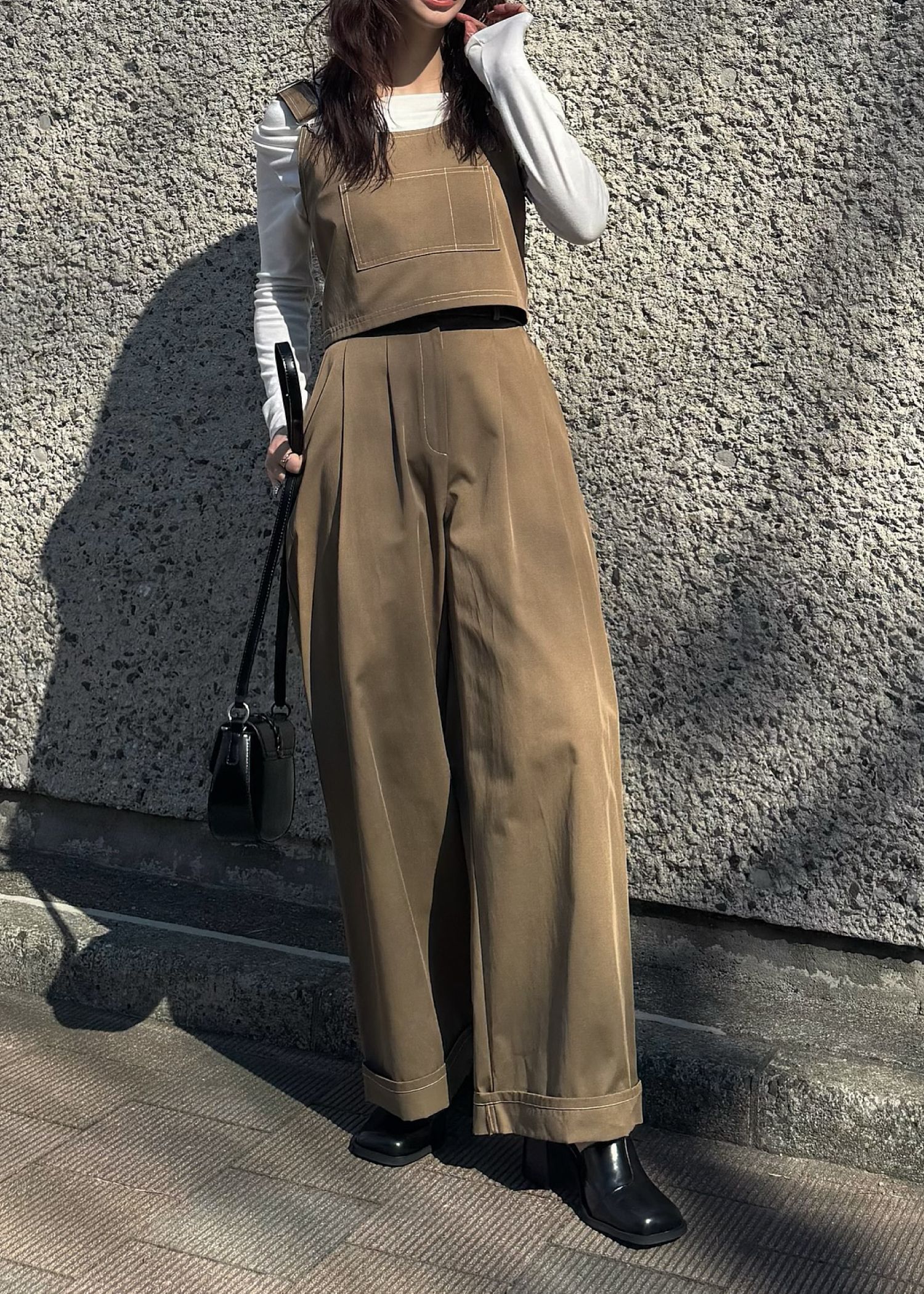 2piece roll up suspenders all-in-one (K/beige) / 2ピースサスペンダーオールインワン (カーキベージュ) / 26SS