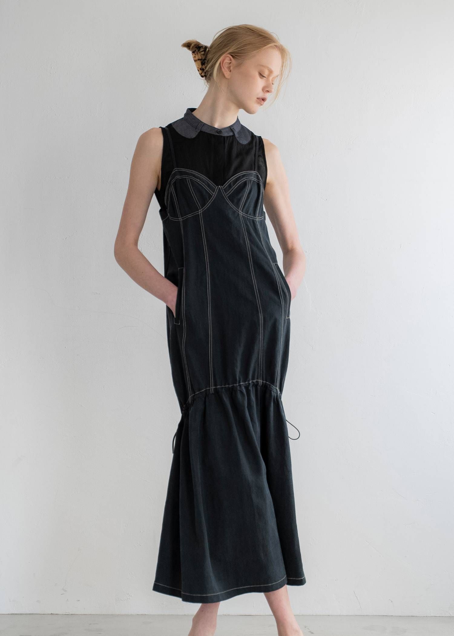 ノースリーブ シャツ (ブラック) no sleeve color scheme collar shirt (Black) /  26SS