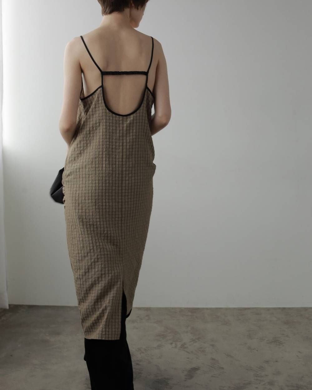 シアサッカー キャミワンピース (ベージュ) Suckercheck Cami Onepiece (Beige) / 27SS