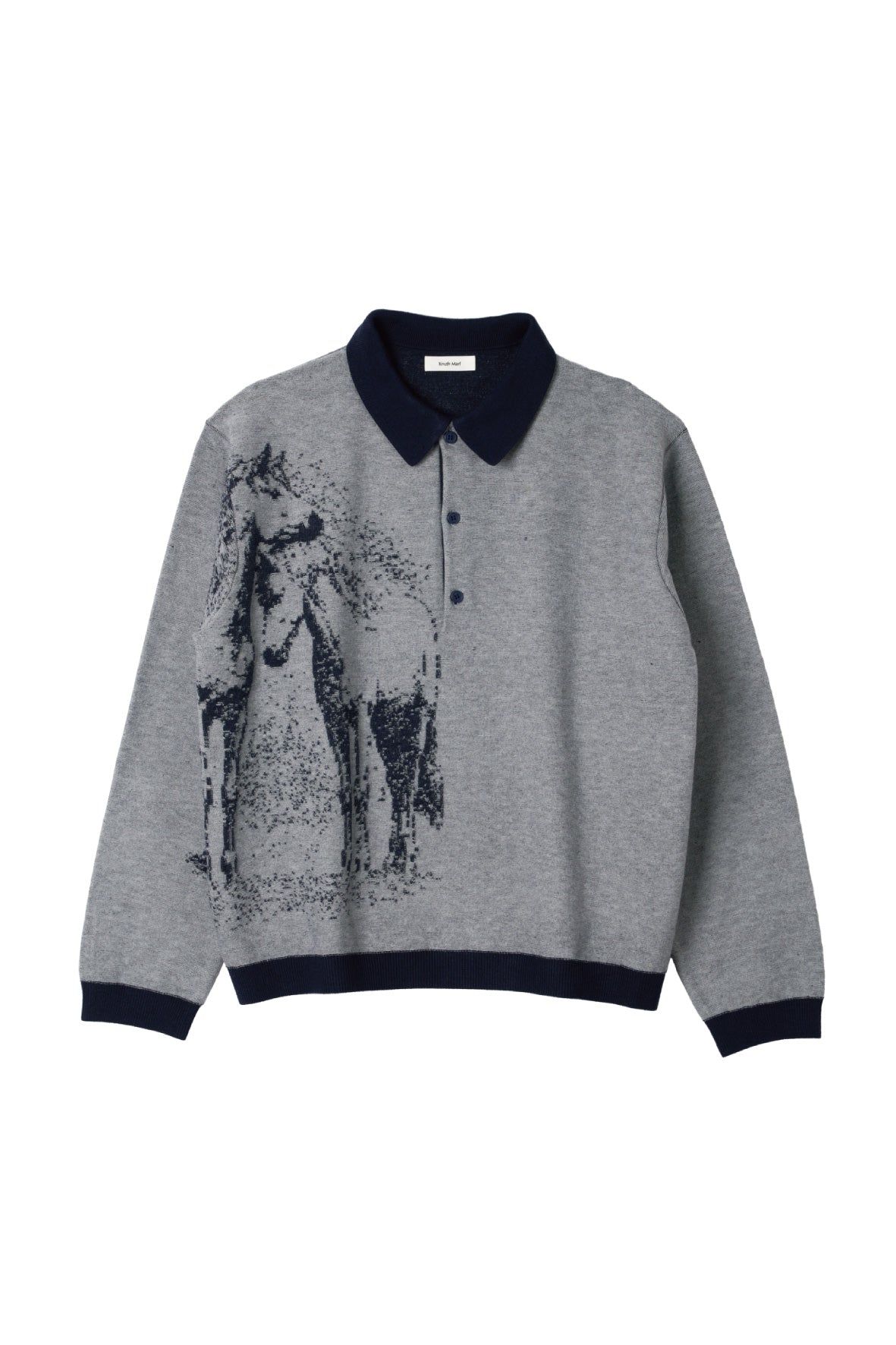 リバーシブル ジャガードポロニット (ネイビー) reversible jacquard polo knit(unisex) (Navy) / 26AW