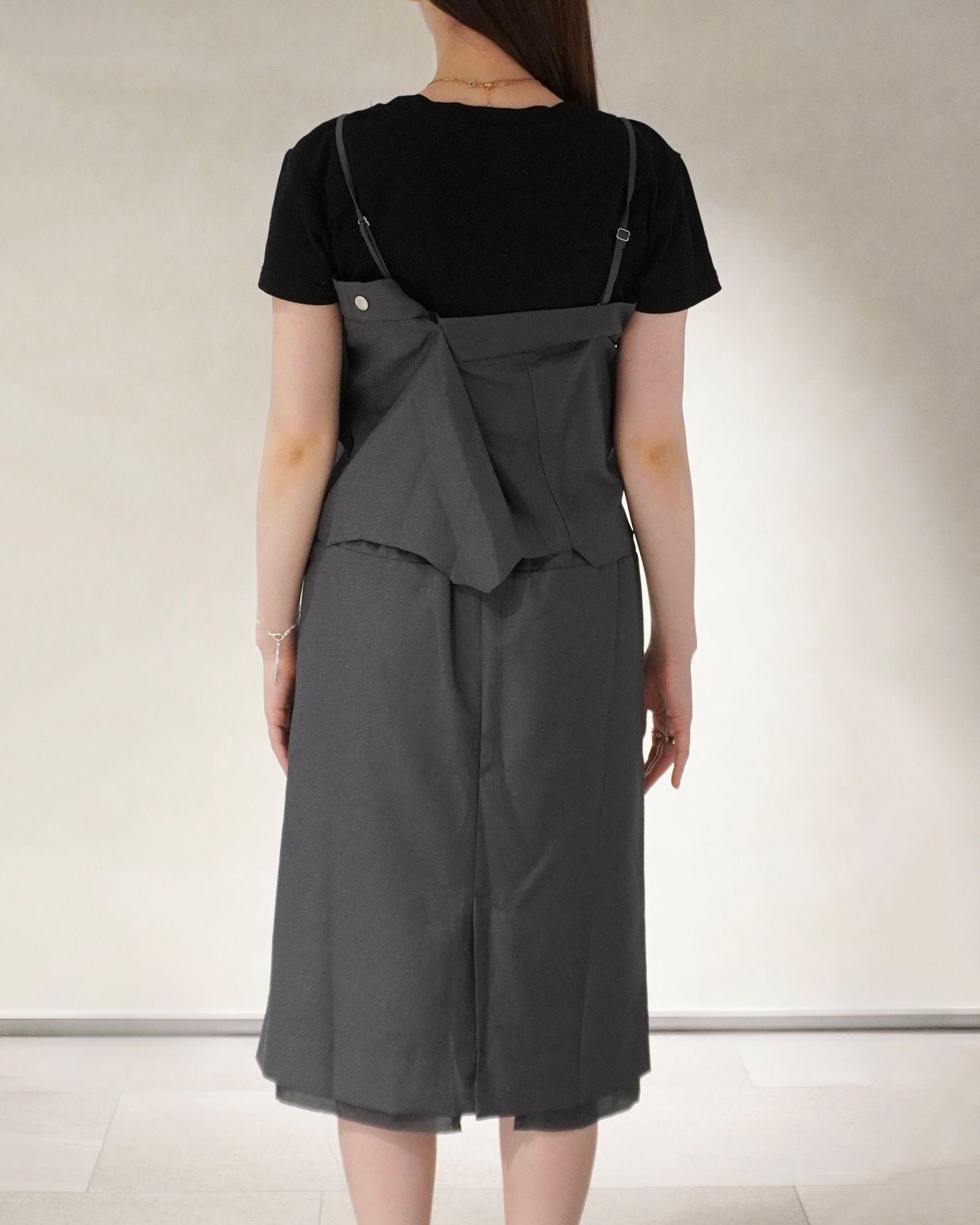 レイヤード ミディアム丈スカート (グレー) cut layered mid length skirt (Gray) /  26SS