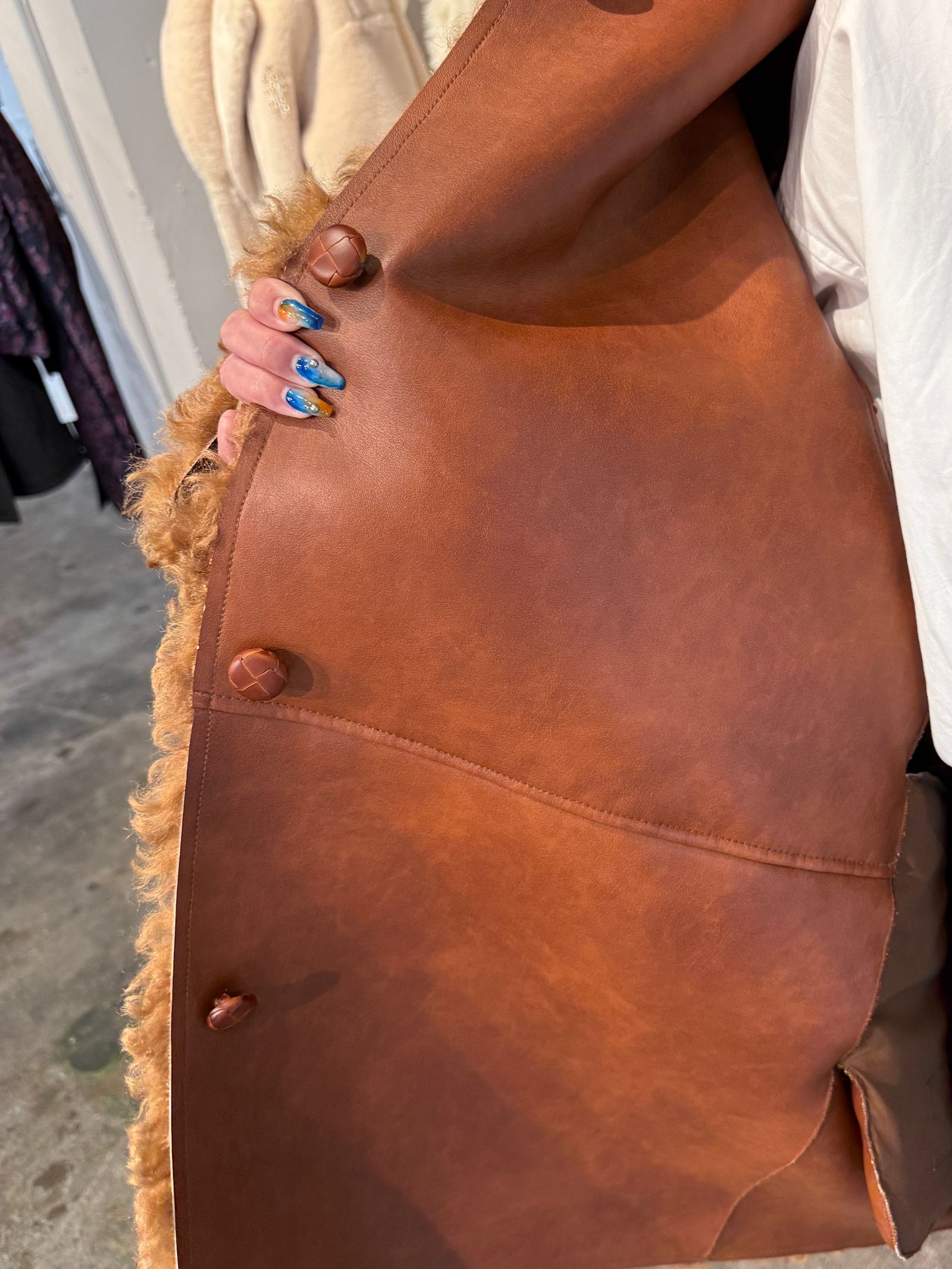 【25AW】Vintage Like Fake Mouton Reversible Coat (テラコッタ) / ヴィンテージライクムートン リバーシブルファーコート / エコファー / フェイクファー