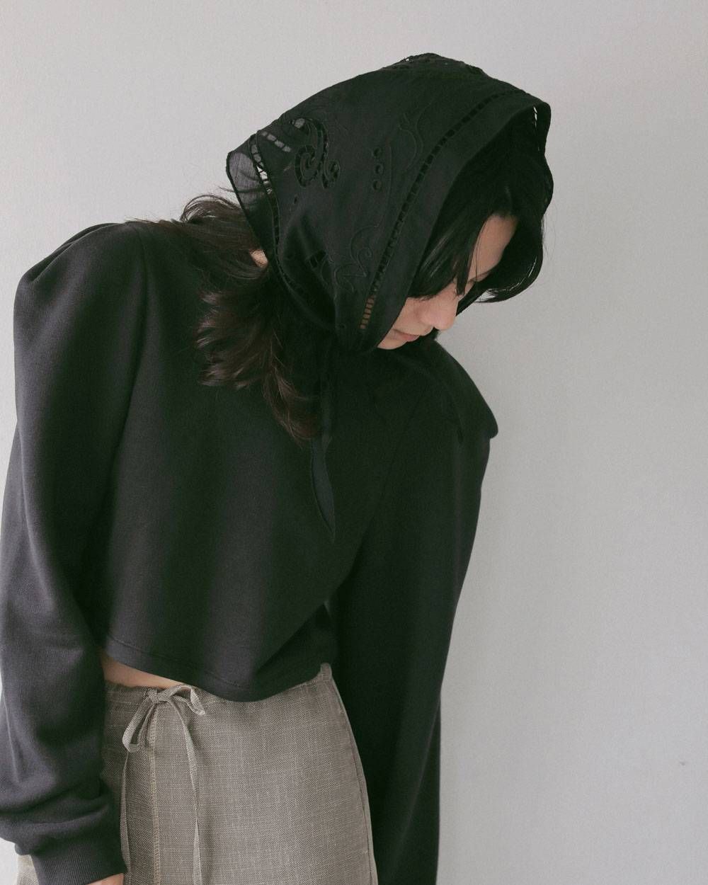 カットワークスカーフ (ブラック) Cutwork Scarf (Black) / 27SS