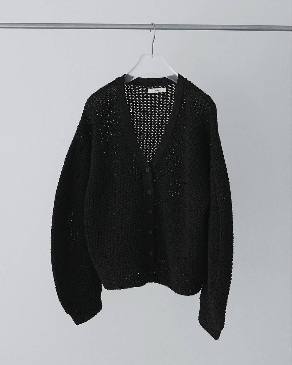 クロシェニットカーディガン (ブラック) Crochet Knit Cardigan (Black) / 26SS