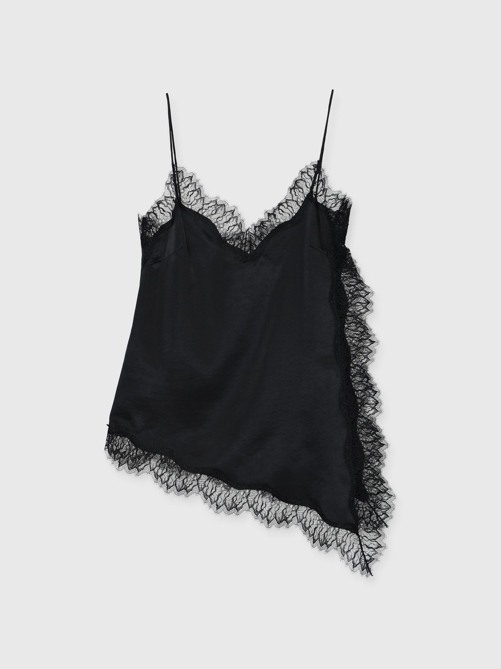 サテンレースキャミ (ブラック) SATIN LACE CAMI (Black) /  26SS