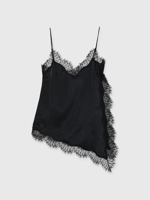 サテンレースキャミ (ブラック) SATIN LACE CAMI (Black) /  26SS