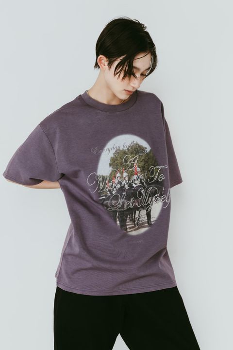 ラインストーングラフィックTシャツ (パープル) rhinestone graphic tee(unisex) (Purple) /  26SS