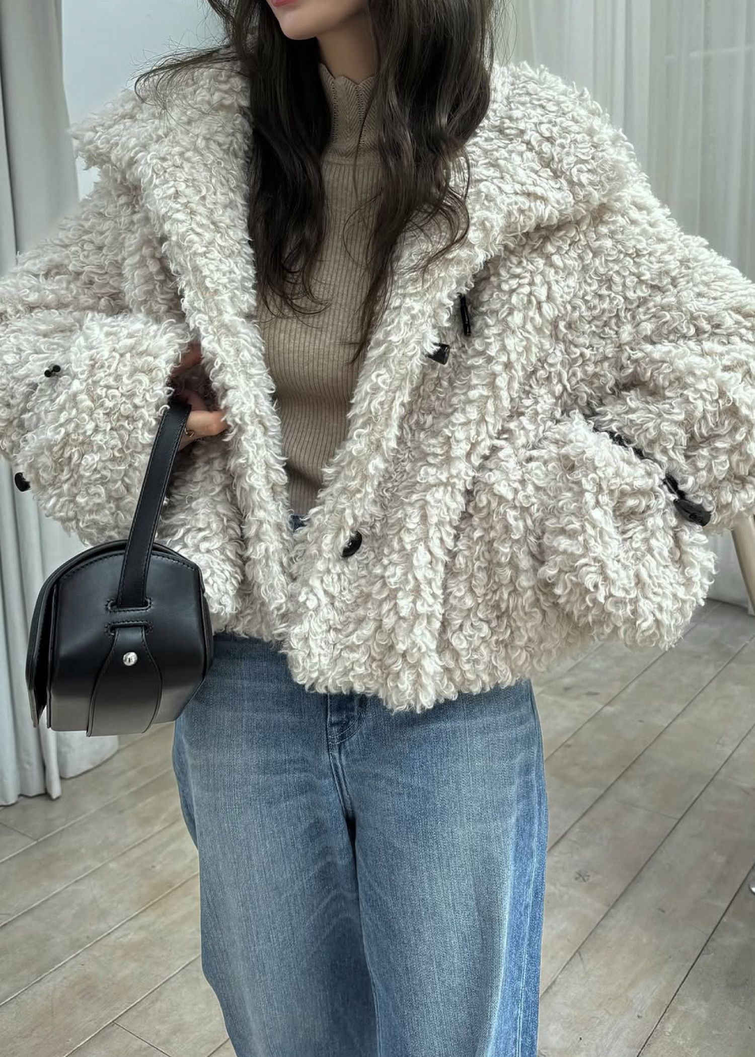 poodle fur cord toggle short JK / プードルファー トグルショートジャケットコート (シェル) / 25AW