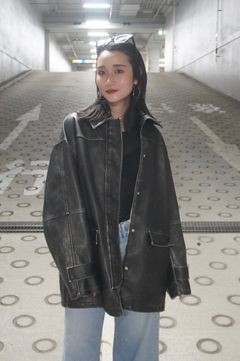CRASH FAKE LEATHER JACKET (NOIR) / クラッシュフェイクレザージャケット ノワール