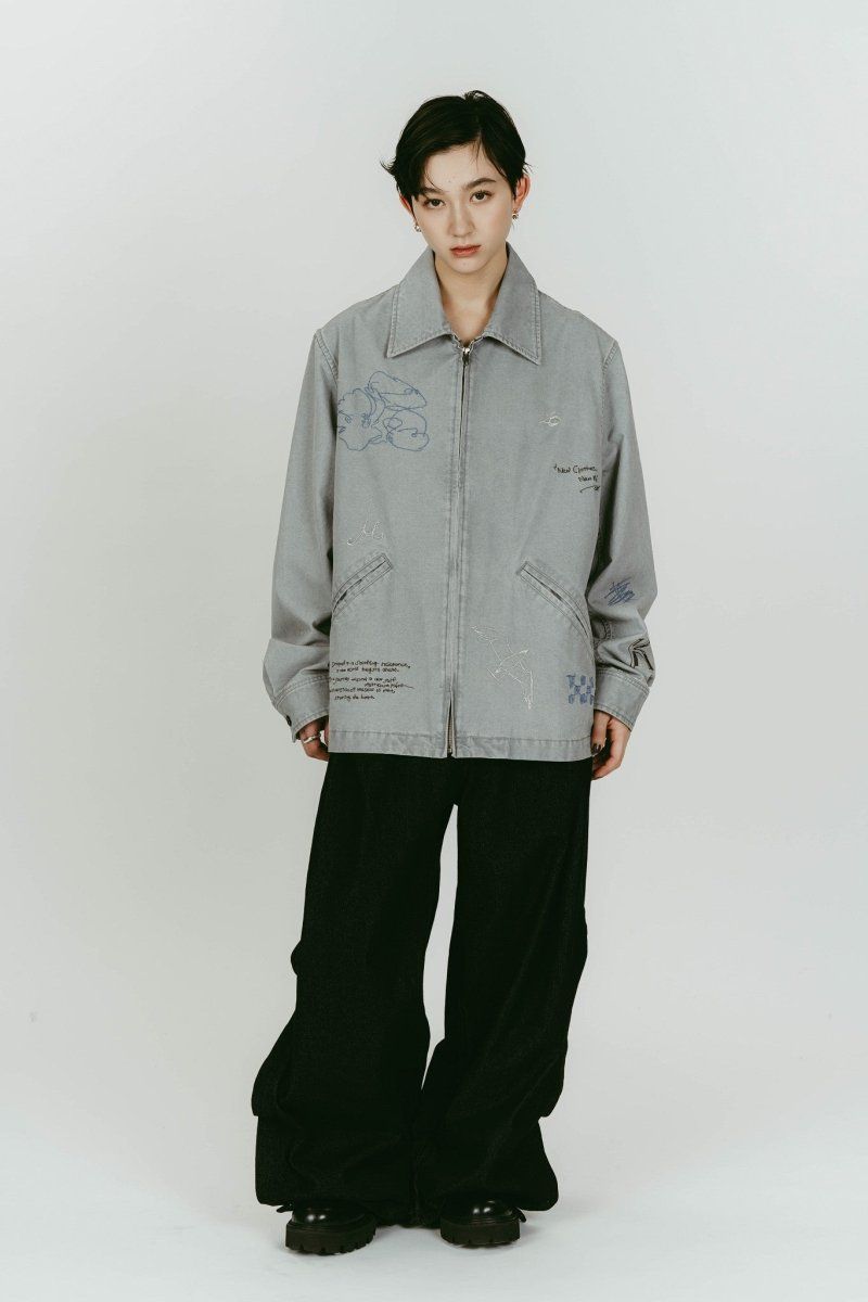 embroidered jacket(unisex) (Blue) / レタリング刺繍 ジャケット (ブルー) / 26SS