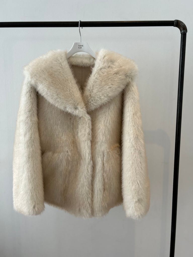 THINK FUR - Fox Like Fur Reversible Jacket (アイボリー) | Sir  